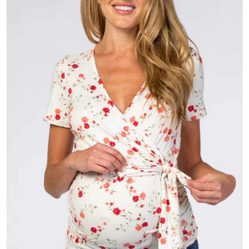 Pinkblush Floral Wrap Maternity Top- Maternity